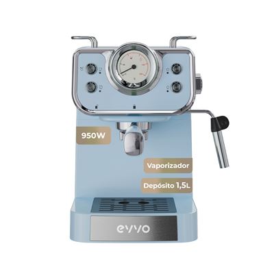 Cafetera Express Evvo Intensa Retro, 15 Bares, Cuerpo De Acero, Espressos Y Capuccinos, 950w, Doble Salida, Portafiltros, Depósito De 1,5 L, Calentamiento Rápido
