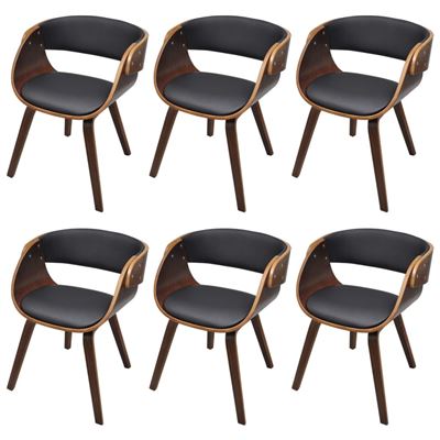 Vidaxl Marrón Sillas De Comedor 6 Unidades Cuero Sintético