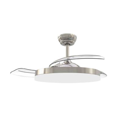 Ventilador De Techo Gsc Tungati Con Luz Cct Regulable Y Mando Ø107 3 Aspas Retráctiles Dc Níquel