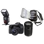 Cámara de fotos Réflex Canon EOS 80D 18-55 IS STM + 55-250 IS STM + bolso de la cámara profesional + speedlite flash profesional