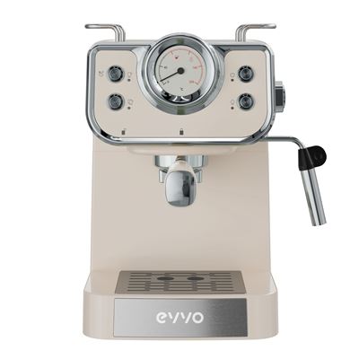 EVVO Cafetera Express Intensa Retro, 15 bares, cuerpo de acero, Espressos y Capuccinos, 950W, Doble salida, Depósito de 1,5 l