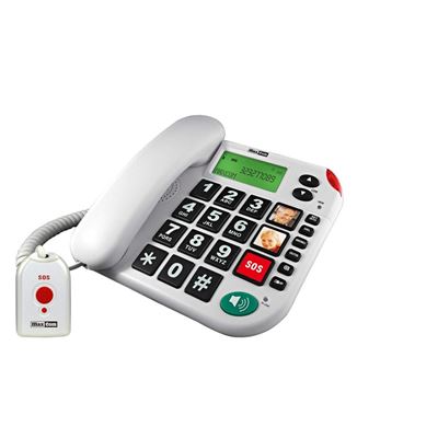 Maxcom Blanco Teléfono Sobremesa / Memoria / Teclas Grandes/ Botón Sos / Senior Kxt 481