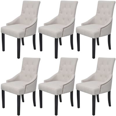 Vidaxl Crema Sillas De Comedor 6 Unidades Tela Color