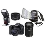 Cámara de fotos Réflex Canon EOS 80D 18-55 STM + 55-250 STM + 50 STM + bolso de la cámara profesional + speedlite flash profesional