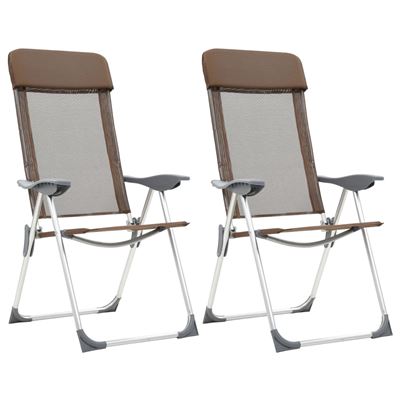 Sillas De Camping Plegables Vidaxl Marrón Y Gris