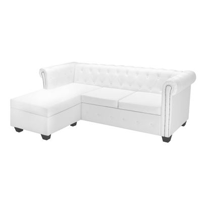 Sofá Chesterfield vidaXL, en forma L cuero artificial Blanco