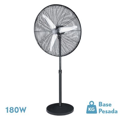 Ventilador De Pie Fabrilamp 180w Negro 3 Velocidades 65cm 3 Aspas Aluminio Plata Orientable Y Oscilante Alarcón