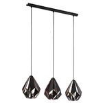 Colgante Eglo Carlton 1 de con 3 bombilla suspendida retro acero color negro cobre 3x60 49991