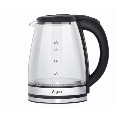 Hervidor Argón De Acero Y Borosilicato Con Luces Led 1500w Y 1,8l De Capacidad Negro