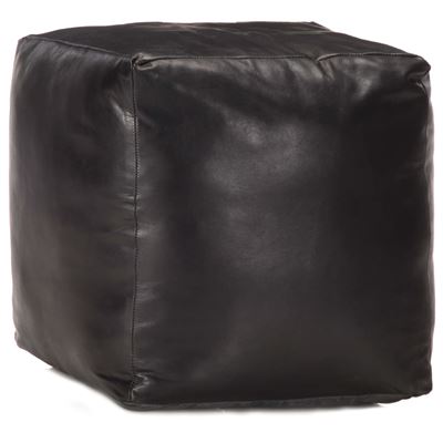 Vidaxl Negro Puf Cuero Genuino De Cabra 40X40x40cm