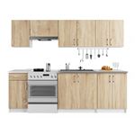 Cocina completa lineal + modular 240cm 7 pzs Nola Encimera incluida Sonoma