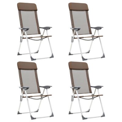Sillas De Camping Plegables 4 Unidades Aluminio Marrón, Vidaxl