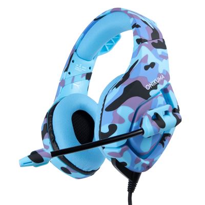 Auriculares Gaming Onikuma K1B Surround Camouflage con micrófono, Azul