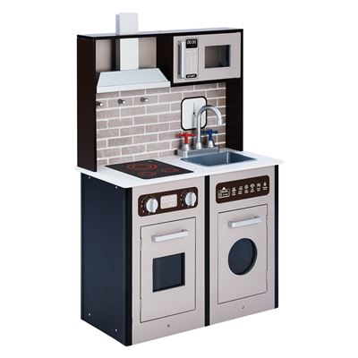 Cocina De Juguete teamson kids expreso negro juegete madera con accesorios td12968d