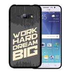 Funda Samsung Galaxy J1 Ace Silicona Gel Flexible WoowCase Frase Motivación - Work Hard Dream Big - Negro