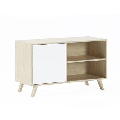 Mueble Tv 100 Con Puerta Izquierda Salón Comedor Modelo Wind Color Estructura Puccini Color Puerta Blanco 95x40x57cm .