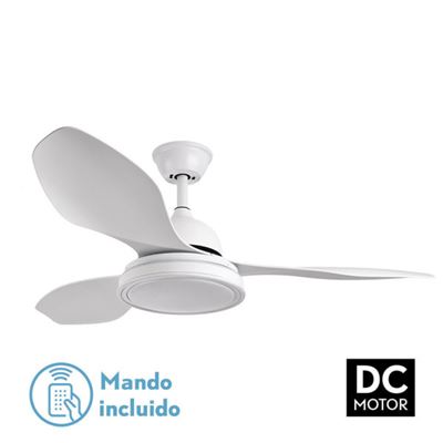 Ventilador De Techo Fabrilamp Led Datoo Regulable Con Control Remoto 48w 3cct 4080lm Ip20 Ø122cm Blanco