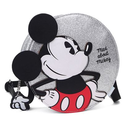 Bolsa De Hombro gener mad about mickey disney bandolera cremallera superior color plateado y duradero dim 20 x 5