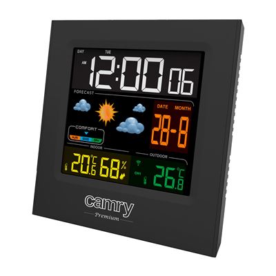 Estación Meteorológica, Temperatura/humedad Interior/exterior,sensor Exterior, Pronóstico Tiempo Camry Cr1166 Negro