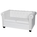 Sofá Chesterfield de 2 plazas de cuero artificial blanco