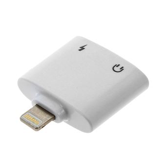 Adaptador Carga Audio Toma iPhone iPad iPod Toma Jack 3,5 mm Hembra, Blanco - 1