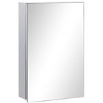 Armario de baño con espejo de pared kleankin 39x12x60cm plata