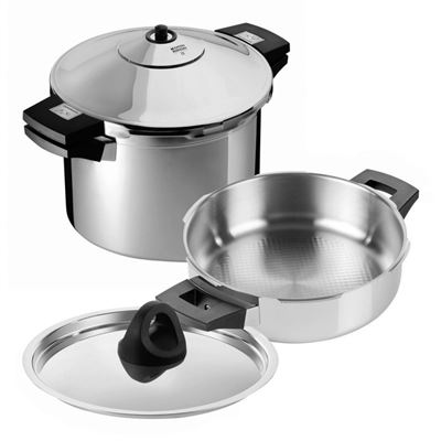 Kuhn Rikon Set duromatic inox olla super tapa lenta apta para distribucion del 30325 6+25l