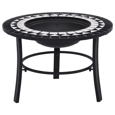 Brasero De Mosaico Cerámica Vidaxl Negro Y Blanco 68 Cm