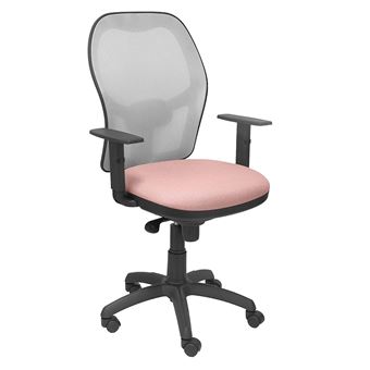 Silla de oficina Ergonómica Jorquera Brazos regulables, Blanco y Rosa - 1