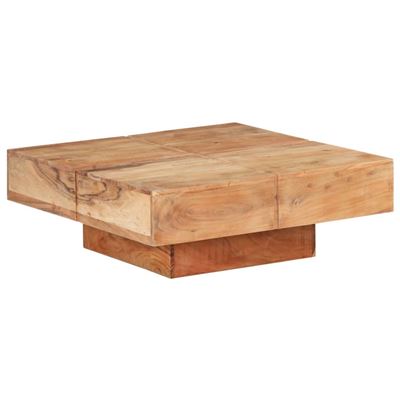 Vidaxl Marrón Mesa De Centro De Madera Maciza De Acacia 80X80x28cm