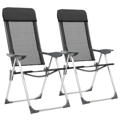 Sillas De Camping Plegables De Aluminio 2 Unidades Negro, Vidaxl