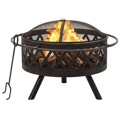 Brasero Rústico Con Atizador Vidaxl Acero Xxl 76 Cm