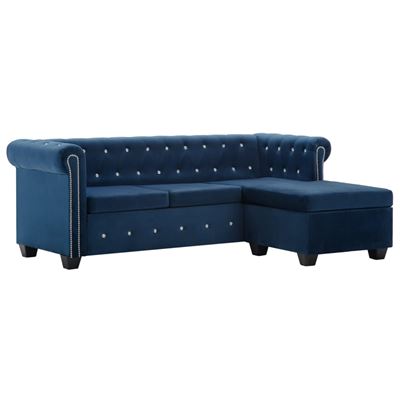 Sofá Chesterfield vidaXL, forma de L de terciopelo 199x142x72 cm Azul