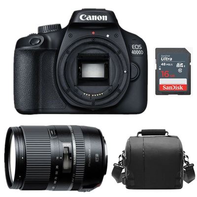 Cámara digital Réflex Canon EOS 4000D 18MP negro + Tamron 16-300mm F3.5-6.3 Di II VC PZD Macro + bolsa + SD 16GB