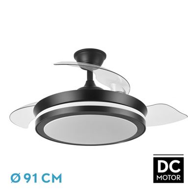 Ventilador De Techo Fabrilamp Led Esparta Mini Regulable Con Control Remoto 72w 3cct 6120lm Ip20 Ø91cm Negro