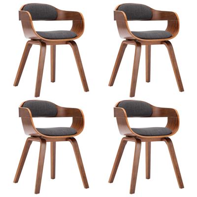 Vidaxl Gris/Oscuro Sillas De Comedor 4 Unidades Tela Y Madera Curvada