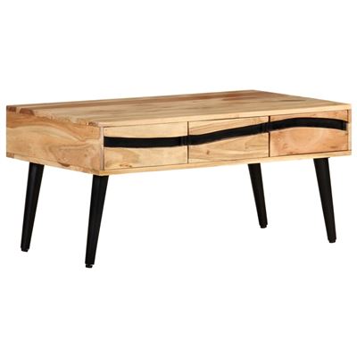 Vidaxl Marrón Mesa De Centro De Madera Maciza De Acacia 88X50x42cm