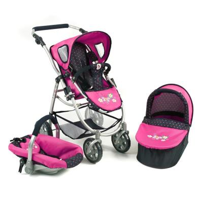 Bayer Chic 2000 carrito de muñecas emotion all 637 12 combi 3 en 1 lunares y color azul