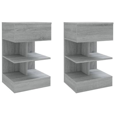 Vidaxl Gris Mesitas De Noche 2 Uds Madera Sonoma 40X35x65cm