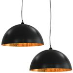 Lámparas de techo 2 uds semiesféricas negro y dorado 50 cm E27 vidaXL
