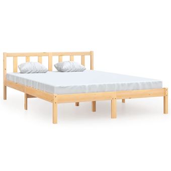Estructura de cama madera maciza de pino blanco 135x190 cm