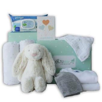 Canastilla para bebé personalizada en tonos grises - Tu Bebebox - Unisex