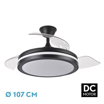 Ventilador De Techo Fabrilamp Led Esparta Regulable Con Control Remoto 72w 3cct 6120lm Ip20 Ø107cm Negro