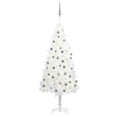 Árbol de Navidad vidaXL artificial con LED y bolas blanco 180 cm