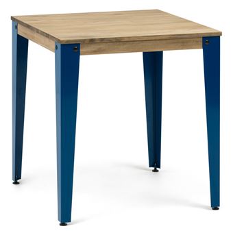 Mesa Lunds Cuadrada 100x100x75cm Azul madera maciza vintage estilo industrial Box Furniture - 1