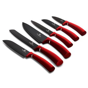 Juego 6 Cuchillos Cocina Profesional, Berlinger Haus Burgundy, Hoja Acero  Inoxidable Antiadherente - Cubiertos - Los mejores precios