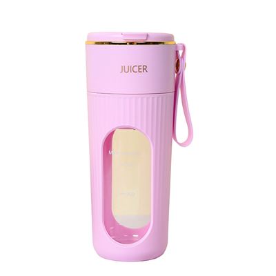 Mini Batidora Portátil Juicer De 340ml Con 10 Cuchillas De Acero Pantalla Lcd Rosa