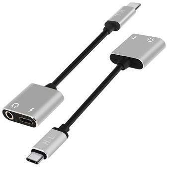 Adaptador de audio y carga USB tipo C Plata para USB-C y Jack de 3