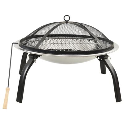 Brasero Y Barbacoa Vidaxl 2 En 1 Atizador Acero Inoxidable 56x56x49 Cm