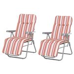 2 tumbonas plegables de jardín ajustables Outsunny 60x75x102cm naranja